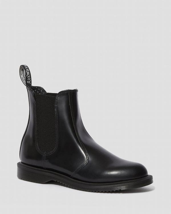 Dr Martens Dámské Chelsea Boty Flora Smooth Černé, CZ-079581